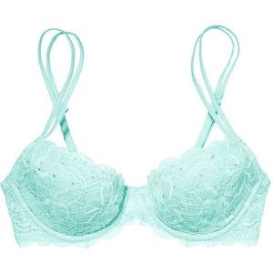 PINK Victorias Secret embellished seafoam lace bra
